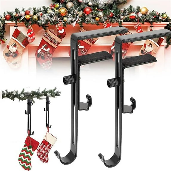 PEONAVET Christmas Stocking Fireplace Stocking and Garland Hanger Adjustable Heavy Duty Brick Hanger
