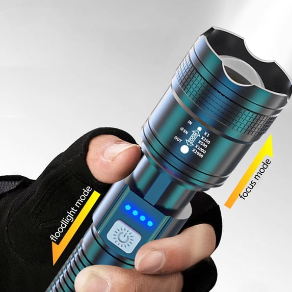 PEONAVET Clearance Under $1 Multi Functional Strong Light Flashlight Outdoor High Brightness Telescopic Focusing Large Capacity Battery Three Types Of Light Waterproof Flashlight