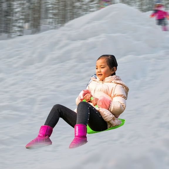 PEONAVET Clearance Under $1 Portable Skiing Board Plastic for Winter Skiing, Snow Sled Board with Big Handle for Kids Adults Snow, Grass and Sand Boarding
