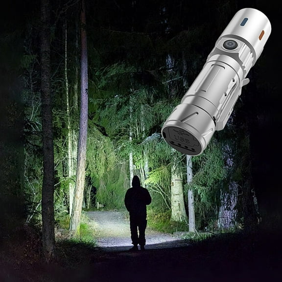 PEONAVET Clearance Under $1 Portable Small Flashlight with White Lasers Fluorescent Telescopic Zooms Flashlight Electric Display with Pen Clip Strong Light Flashlight