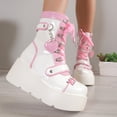 thumbnail image 1 of PEONAVET Comba Boots for Women Fashion Thick Heel Shoes Lace up Motorcycle Boots Halloween Gifts, 1 of 6