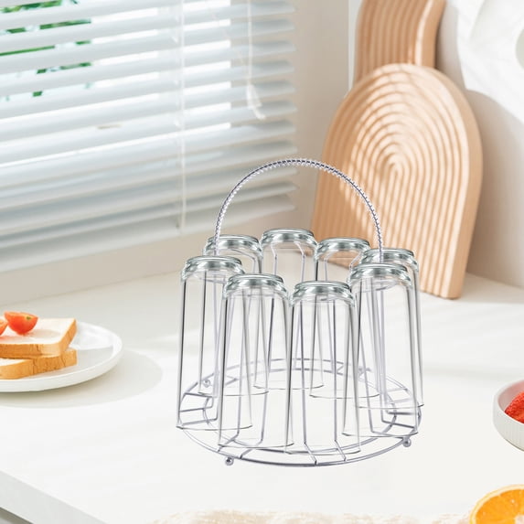 PEONAVET Cup Dring Rack Stand, Stainless Steel Beer Glasses Rack for 8 Cup, Kitchen Mug Holder Organizer for Glasses, Baby Bottles, Travel Mugs