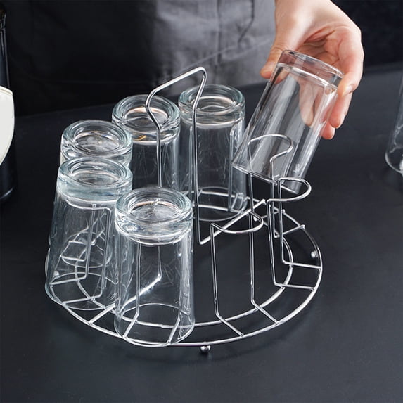 PEONAVET Cup Dring Rack Stand, Stainless Steel Beer Glasses Rack for 8 Cup, Kitchen Mug Holder Organizer for Glasses, Baby Bottles, Travel Mugs