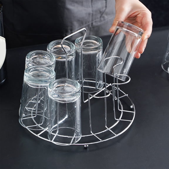 PEONAVET Cup Dring Rack Stand, Stainless Steel Beer Glasses Rack for 8 Cup, Kitchen Mug Holder Organizer for Glasses, Baby Bottles, Travel Mugs