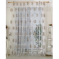 PEONAVET Curtains, Vintage White Sheer Lace Curtains for Bedroom Living Room, Sheer Curtain Panels Sheer Drapes