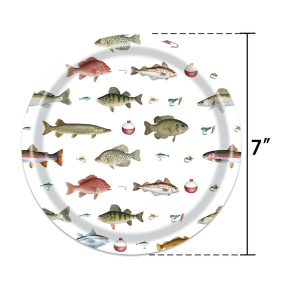 PEONAVET Disposable Paper Plates 16 Pcs Fish Themed Tableware Set Heavy Duty Disposable Plates for Party Birthday Dinner Decorations