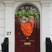 PEONAVET Easter Decorations Wreath, 21.6 Inch Carrot Easter Swag with Bow, Artificial Carrot Front Door Swag, Spring Easter Decorations for The Home Front Door Wall Window