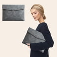 thumbnail image 1 of PEONAVET File Holder Organizer, Waterproof PU Leather Document Holder Envelope, A4 Size Filer Organizer with Snap Magnetic Button Closure(Gray), 1 of 6