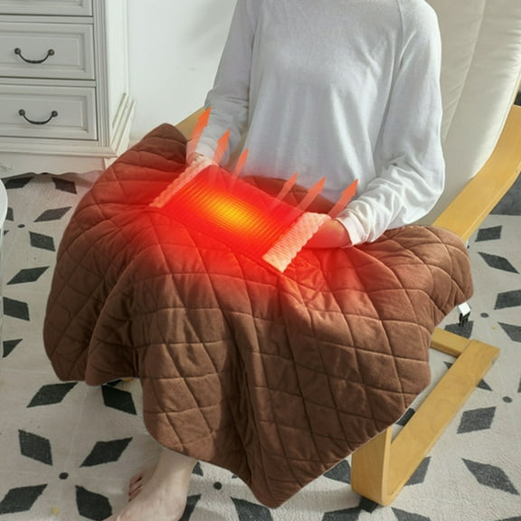PEONAVET Heating Blanket With Pocket,Soft USB Heated Throw Blanket For Winter Fast-Heating Washable Car Heated Blanket For Dog Catss Dorm Car Home Travel(27.6*39.4in,Coffee) Christmas Gifts