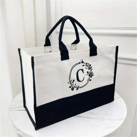 PEONAVET Large Beach Tote Bag for Woman, Embroidery Letter Canvas Travel Totel Bag, Personalized Shoulder Handbag for Wedding, Birthday, Beach, Summer Holiday