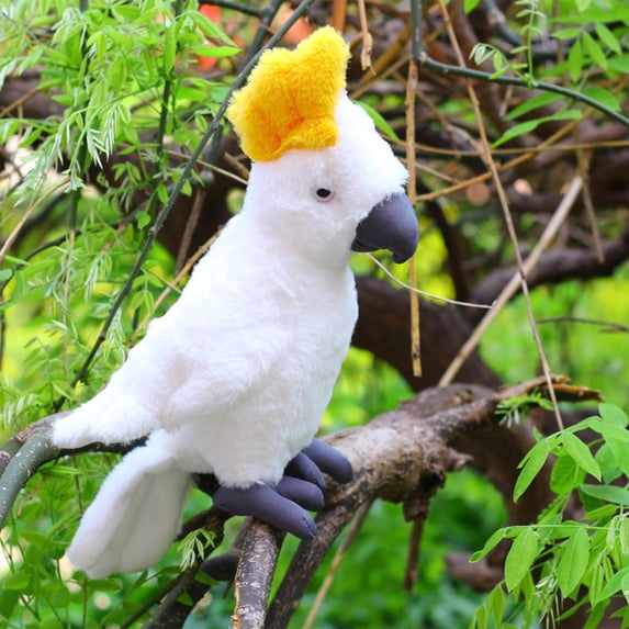 PEONAVET Macaw Parrot Stuffed Animal, 9.8 Inch Realistic Bird Plush Toys, Soft Parrot Dolls Toy for Kids, Plush Bird Toy for Birthday Christmas Easter Basket Fillers(White)