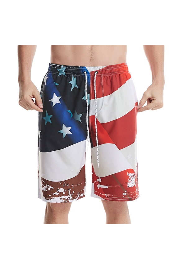 Men's Swim Trunks American Flag Quick Dry Board 4th of july Shorts for Men Newspaper Beach Bathing Suits for Surfing, Rafting, Fishing, Hiking, Party Shorts Summer