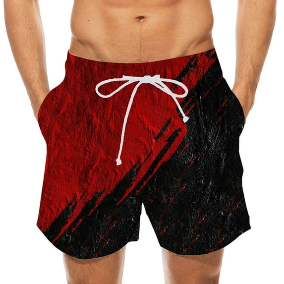 PEONAVET Mens Swim Trunks Quick Dry Beach Shorts Casual Summer Elastic Waist 3D Printed Striped Colorblock Shorts Beach Shorts Plus Size Shorts - Summer Savings Clearance