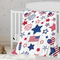 thumbnail image 1 of PEONAVET Patriotic Blanket, 39×28 In Red White Blue Stars Throw Blanket for Couch, Soft Plush Lightweight Blanket for Independence Day Gifts, 1 of 6