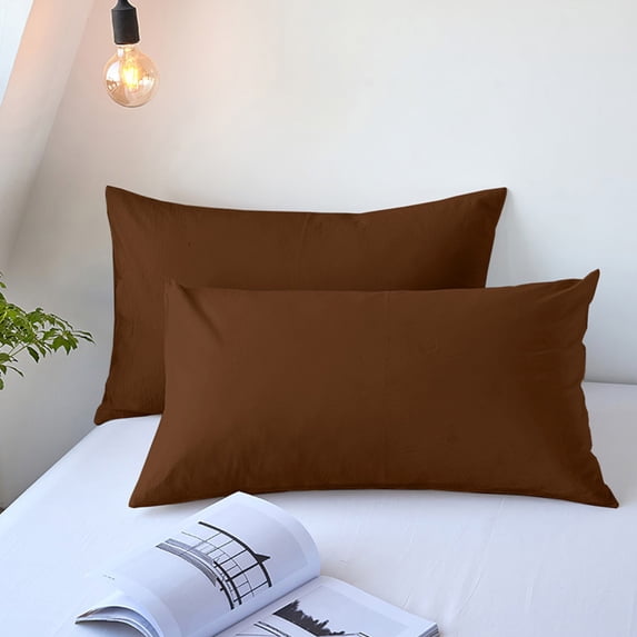 PEONAVET Pillow Case Standard Size Set of 2, Super Soft Microfiber Pillow Cover, Machine Washable Wrinkle Resistant Pillow Protectors for Home Travel Hotel Dorm(Coffee)