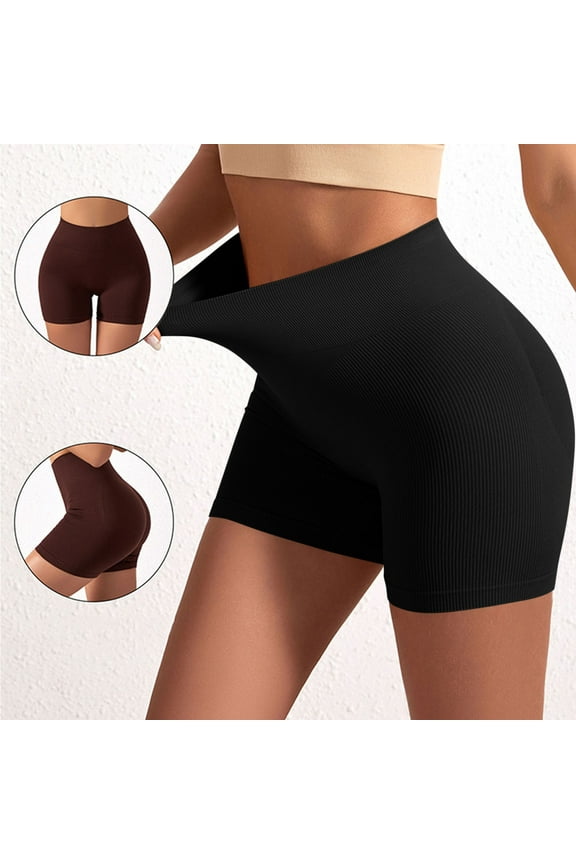Plus Size Bikers Shorts for women - 5" Black High Waisted Tummy and Control Spandex Workout Shorts - Summer's Top Trends