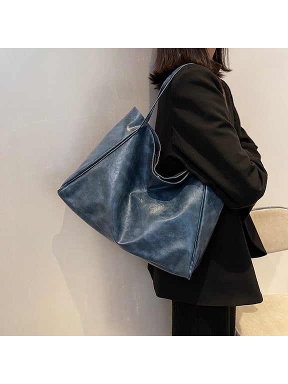 Shoulder Bag Trendy Ladies' Tote Bag Large Capacity Soft Leather Shoulder Bag Handcarry Bucket Purse