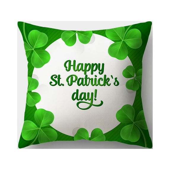 PEONAVET St Patrick Day Throw Pillow Cover, Beautiful Nature Spring Leaf Floral Green Decorative Couch Sofa Bedroom Pillow Cases for Men/Women/Girls/Boy/Children Room 18x18Inch