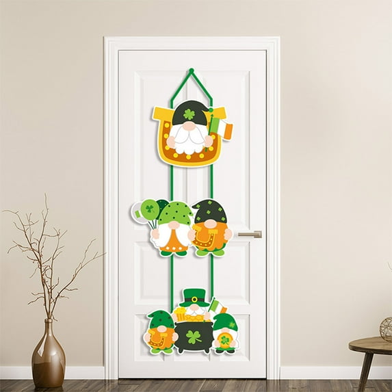PEONAVET St. Patrick's Day Door Sign, Hanging Happy St. Patrick's Day Door Ornament Green Shamrock Door Decor for Home Holiday Party Decor