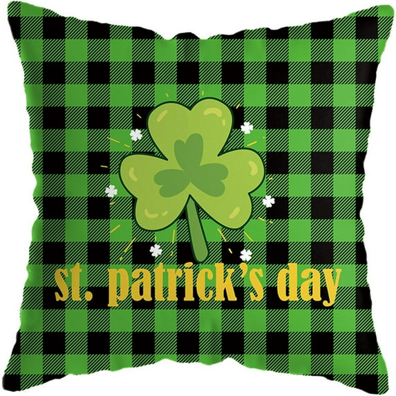 PEONAVET St Patricks Day Pillow Covers ,18"x18" Green Irish Plaid Holiday Spring Throw Pillow Covers Cushion Case Hidden Zipper Design for St Patrick's Decoration Home Bed Sofa