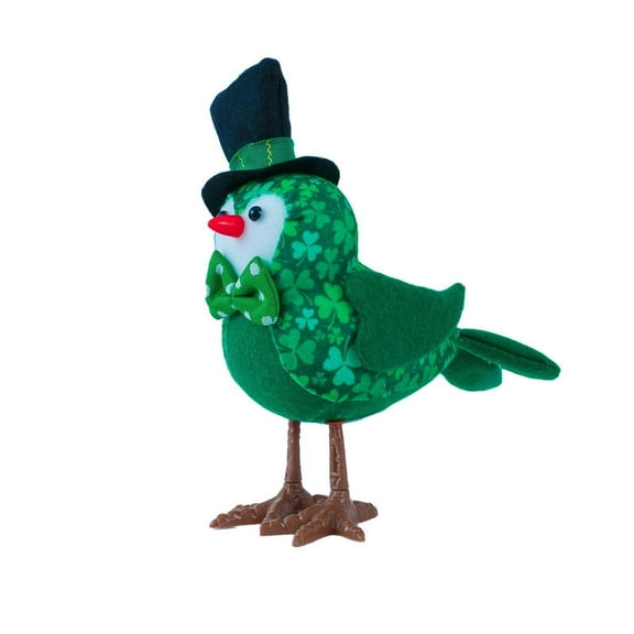 PEONAVET St Patricks Day Plush Bird Decorations, Handmade St,Patrick'S Day Birds with Green Hat & Clover, Stuffed Bird Figurines Doll for Home Kitchen Table Fireplace Mantel Decorations