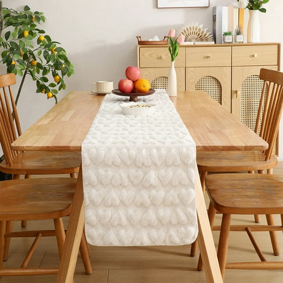 PEONAVET Table Runner 36inches, Valentine Day Heart Love Table Flag for Dining Table Decoration Heart Table Runner for Anniversary Wedding Decor