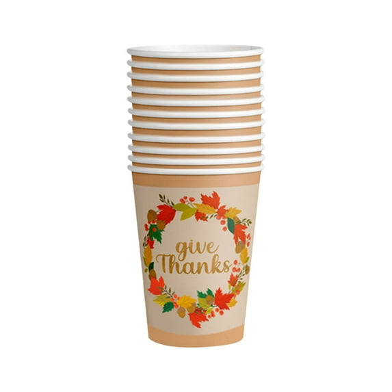 PEONAVET Thanksgiving Decoration Disposable Paper Cup Banquet Party
