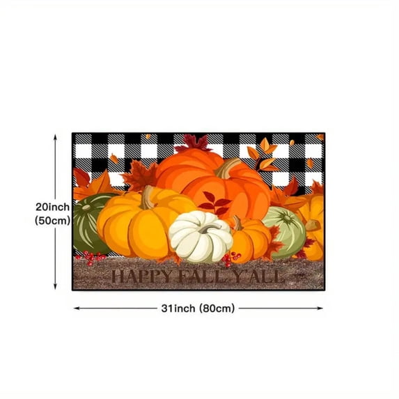 PEONAVET Thanksgiving Kitchen Mat Pumpkin Printed Floor Mat Thanksgiving Pumpkin Maple Leaf Background Carpet Non-Slip and Washable Kitchen Restaurant Floor Protector