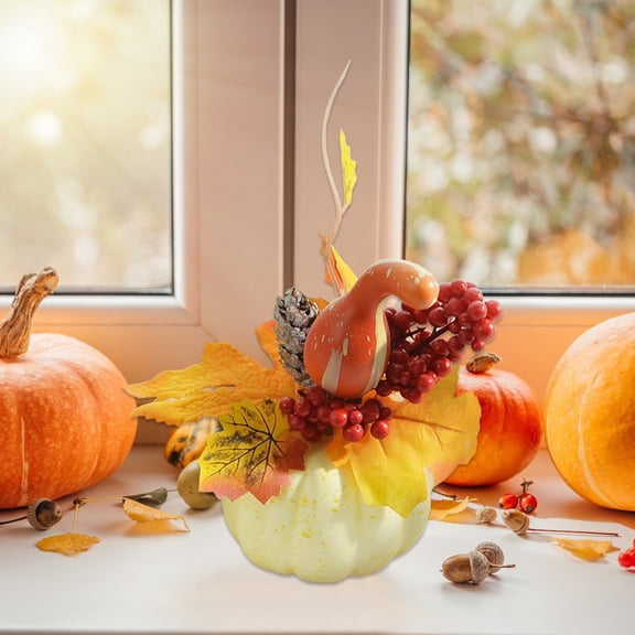 PEONAVET Thanksgiving Pumpkin Decor, Artificial Fake Mini Plastic Pumpkin Fall Decorations for Halloween Thanksgiving Autumn Theme Party Supplies Big Summer Saving!
