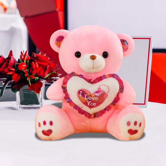 PEONAVET Valentines Teddy Bear, 9" Cute Plush Stuffed Bear with Heart, Large Stuffed Animal Gifts for Valentine's Day Mother's Day Birthday Wedding