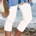 thumbnail image 1 of PEONAVET White Women's Leggings with Pockets High Waisted Knee Length s Stretch for Casual Yoga Pants Workout Exercise - Summer's Top Trends, 1 of 5