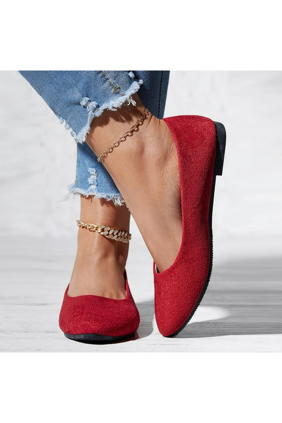 Women's Flat Shoes Round Toe Slips On Dress Flats PU Leather Work Shoes for Women Christmas Gifts