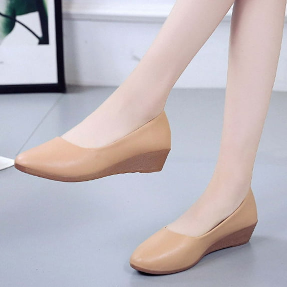 PEONAVET Women’s Flats Shoes Comfortable Pointed Toe Slip On Casual Flats Dress Shoes Nude Flats - Summer Savings Clearance