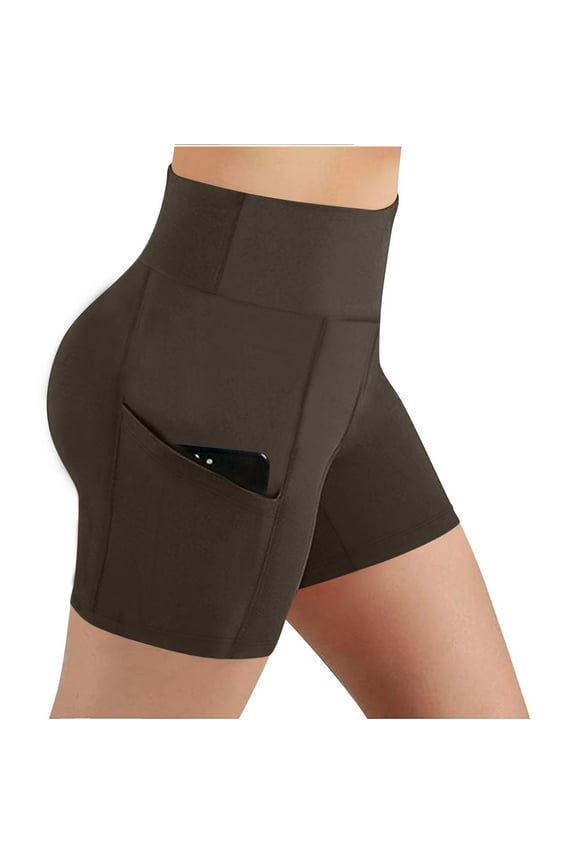 PEONAVET Women's High Waist Biker Shorts with Pockets Tummy and Control Workout GAthletic Running Yoga Shorts;Fashion Womens Yoga Leggings Fitness Running GLadies Solid Pants