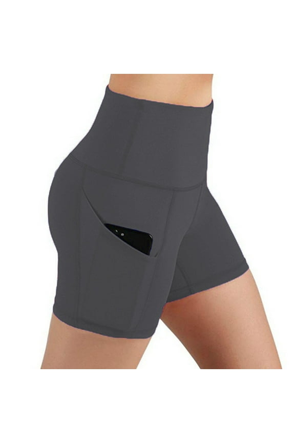 Women's High Waist Biker Shorts with Pockets Tummy Control Workout Gym Athletic Running Yoga Shorts;Fashion Womens Yoga Leggings Fitness Running Gym Ladies Solid Pants