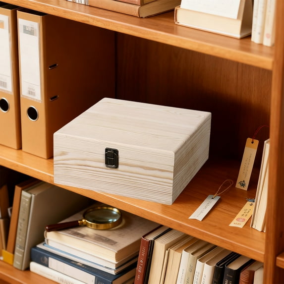 PEONAVET Wooden Storage Box Flipping Cover Storage Box Thickened Solid Wood Home Storage Office Storage