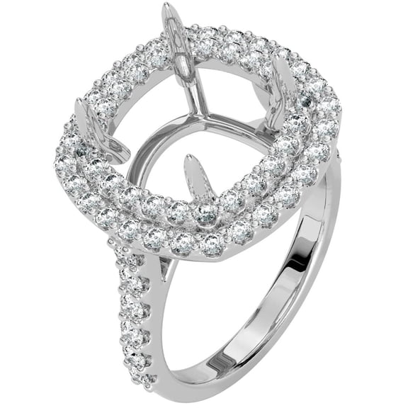 PEORA 1 Carat 14K White Gold G-H/VS Lab Grown Diamond Semi Mount Ring Setting, Fits 10mm Princess, Asscher or Square Cushion Cut Stone, Size 5