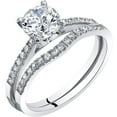 thumbnail image 1 of PEORA 14K White Gold Classic Engagement Ring and Wedding Band Bridal Set for Women, 1 Carat Round Shape, F-G Color, VVS Clarity, Size 6, 1 of 4