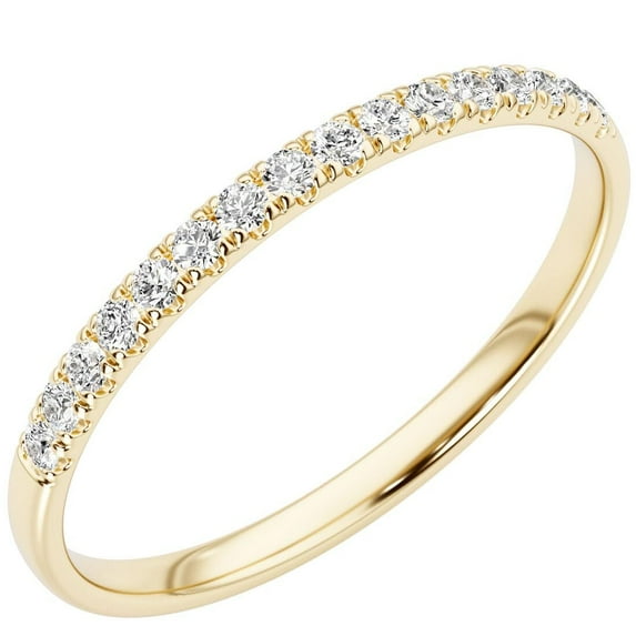 PEORA 14K Yellow Gold Lab Grown Diamond Half-Eternity Band, 1/4 Carat, F-G Color, VS Clarity, Bridal Wedding Anniversary 1.6mm Ring, Size 5