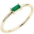 thumbnail image 1 of PEORA 14K Yellow Gold Plated Sterling Silver 1 Carat Baguette Cut Created Emerald East West Ring, 1.2mm Stackable Minimalist Thin Band, Sizes 5, 1 of 5