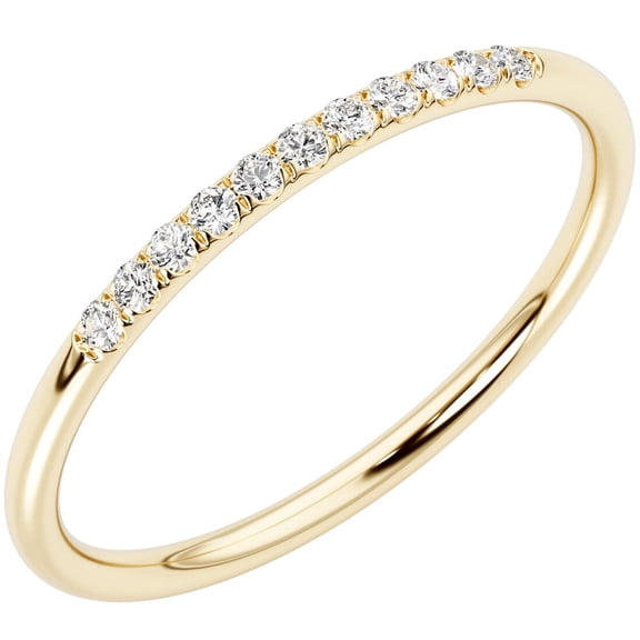 PEORA 14K Yellow Gold Plated Sterling Silver Lab Grown Diamond 11-Stone Orion Ring, Wedding Anniversary 1.2mm Stackable Band, 1/10 Carat, F-G Color, VS Clarity, Sizes 9