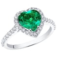 thumbnail image 1 of PEORA 2.25 Carats Created Colombian Emerald with Lab Grown Diamonds Sweetheart Ring for Women 14K White Gold, Heart Shape, Size 5.5, 1 of 5