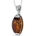 thumbnail image 1 of PEORA Genuine Baltic Amber Gallery Drop Pendant Necklace for Women 925 Sterling Silver, Rich Cognac Color, with 18 inch Chain, 1 of 3