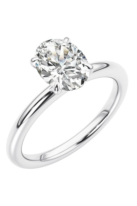 IGI Certified 1 Carat G/VS2 Oval Lab Grown Diamond Solitaire Engagement Ring 14K White Gold Size 4.5