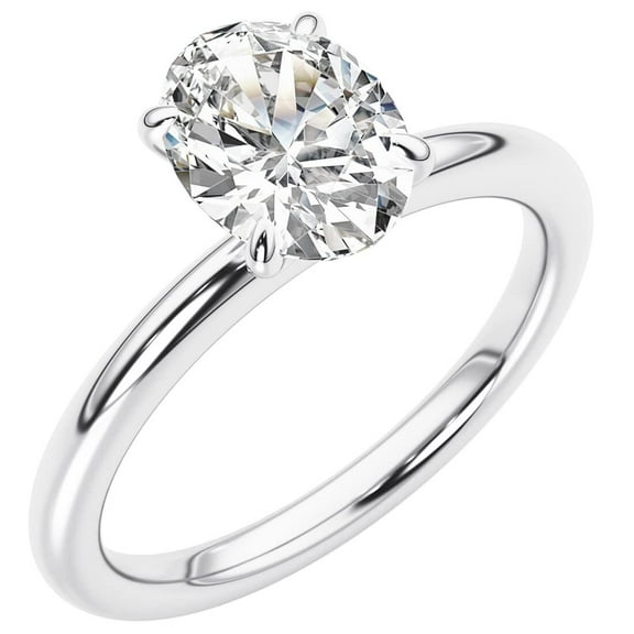 PEORA IGI Certified 1 Carat G/VS2 Oval Lab Grown Diamond Solitaire Engagement Ring 14K White Gold Size 9