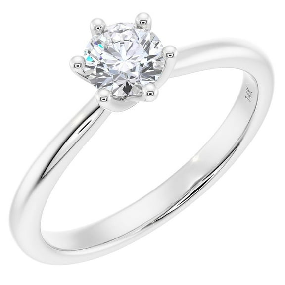 PEORA Lab Grown Diamond Engagement Ring in 14K White Gold, 0.50 Carat total, Round Brilliant, F-G Color, F-G Color, VS Clarity, Size 8.5
