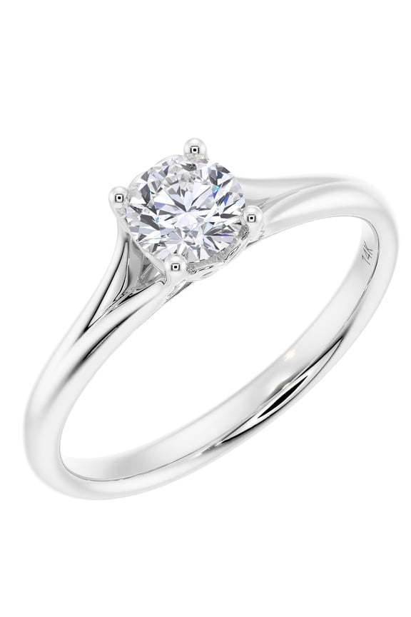 Lab Grown Diamond Sweetheart Engagement Ring in 14K White Gold, 0.50 Carat, Round Brilliant, F-G Color, VS Clarity, Size 5.5