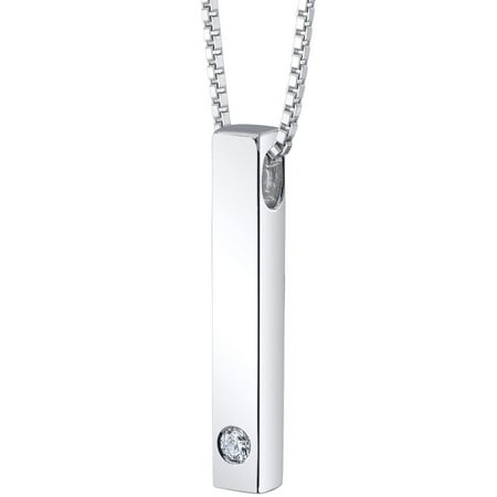 PEORA Lab Grown Diamond Vertical Bar Pendant Necklace for Women Sterling Silver 0.05 Carat, D-E Color, VS Clarity, with 18 inch Chain