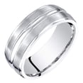 thumbnail image 1 of PEORA Men's 7mm 14K White Gold Wedding Ring Band, Brushed Matte with Polished Grooves, Comfort Fit Size 13, 1 of 5