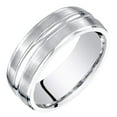 thumbnail image 1 of PEORA Men's 7mm 14K White Gold Wedding Ring Band, Brushed Matte with Polished Grooves, Comfort Fit Size 14, 1 of 5
